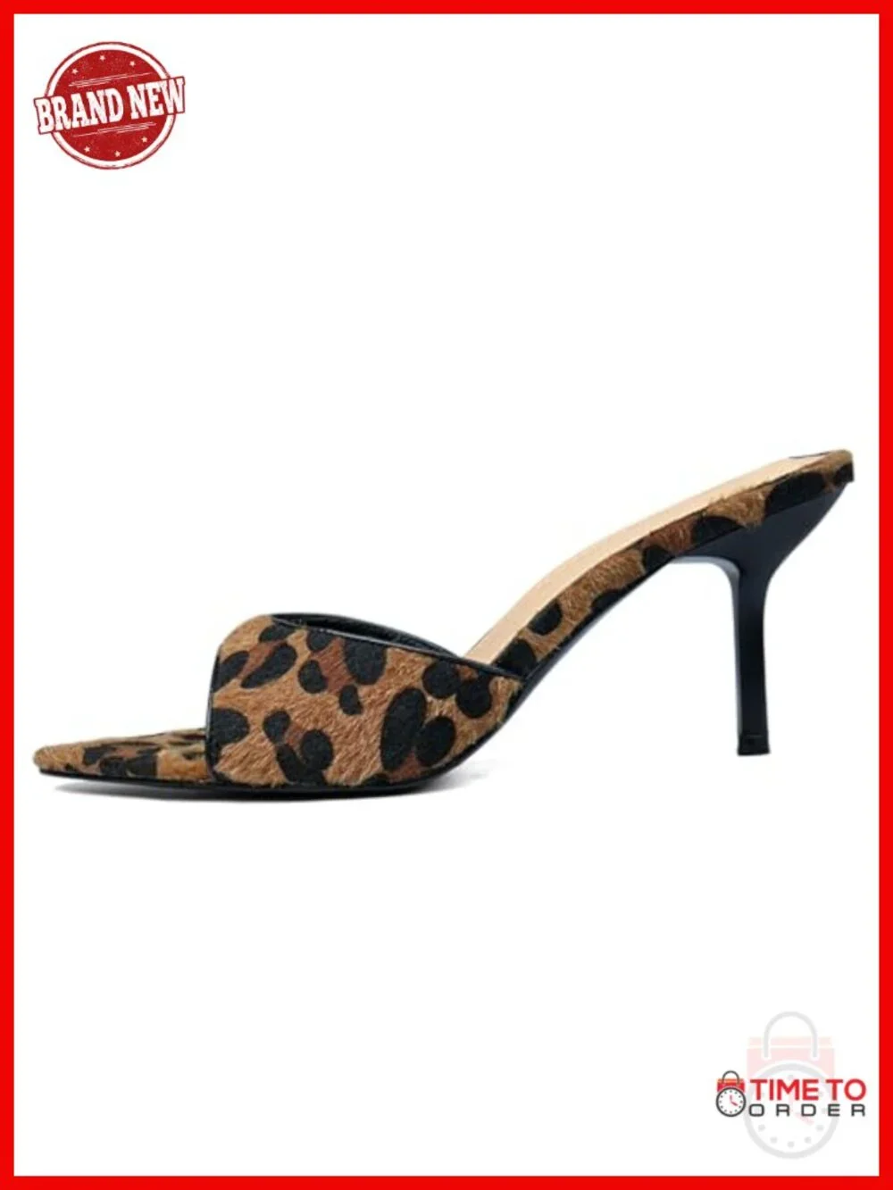 QIV Kitten Heels Pointed Open Toe Mule Heeled Sandals